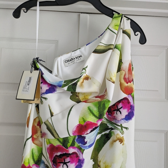 Chiara Boni La Petite Robe Floral One Shoulder Maxi Gown Tulipano - Picture 3 of 5